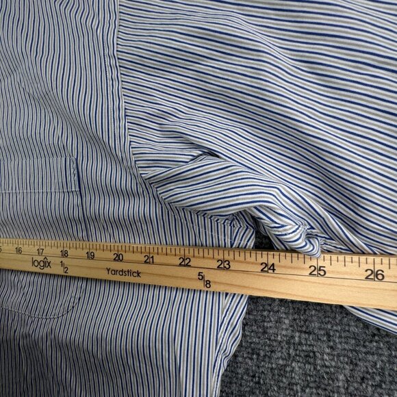 Brooks Brothers Casual Long Sleeve Button Up Shirt Striped Blue Beige 16 30/31 - Picture 6 of 13